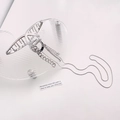 Pinza per capelli in metallo argento con triple catene a frange in finitura lucida - Croce - 11.5cm