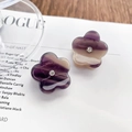 Pinzas para el pelo de flor en acetato jaspeado morado con cristal central brillante - Púrpura Dorado