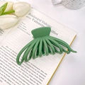 Matte sage green large hair claw clip for women on a French book with white tulips - Green