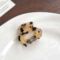 Chic tortoiseshell acetate mini hair claw clip with cutout oval design in amber and black - 4cm / Beige Tortoise Shell
