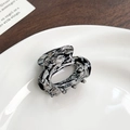Cute Korean acetate hair claw clip with black and white marble ink pattern - 4cm / Vintage Grey