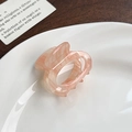 Pink and white marble texture acetate hair claw clip for high ponytail styling - 4cm / Transparent Pink