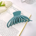 Matte cyan blue large octopus hair claw clip on book for elegant styling - Haze Gray Green