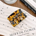 Square amber tortoise shell hair claw clip on an artistic tray for elegant half-up hair styles - Coffee Tortoiseshell 5.2CM