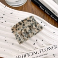 Small tortoiseshell acetate hair claw clip with leopard pattern in a square shark clip style - Polka Dot Coffee 5.2CM