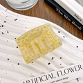 Petite pince à cheveux carrée en acétate avec motif écailles de tortue jaune ambre - Jaune à Pois 5.2CM