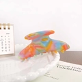 Large colorful marble acetate hair claw clip with vibrant dopamine multi-color patterns - 9.5cm / Multicolor