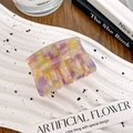 Pince à cheveux carrée en acétate avec texture marbrée violette et jaune élégante - Jaune Violet 5.2CM