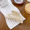 Large cream acetate shark hair claw clip with white marble pattern for women - Off-White 10.5CM