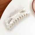 Grande pince à cheveux en acétate blanc crème marbré pour coiffures volumineuses - Grand (13CM) / Blanc Nacré