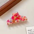 Small colorful acetate hair claw clip with vibrant marble pattern for styling hair - 6cm / Rose Red