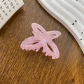 Pinza per capelli a farfalla cava in acetato rosa traslucido con finitura perlata - Rosa Gelatina