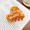 Elegant heart-shaped acetate hair claw clip with tortoise shell pattern in French style - Leopard Print