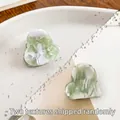 Mini acetate heart hair clip in green marble pattern for side bangs styling - Mint Green