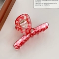 Elegante pinza per capelli in acetato marmorizzato rosso e bianco per acconciature - Rosso Anguria / 8cm