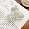 Elegant marble heart hair claw clip in pastel green and purple acetate for women - Mint Green