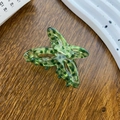 Acetate butterfly hair claw clip with green leopard print and durable metal spring - Emerald Green