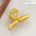 Pince à cheveux haut de gamme en acétate marbré jaune avec ressort métallique durable - Jaune Ananas / 8cm