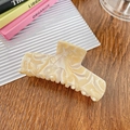 Grande molletta per capelli in acetato marmorizzato crema con elegante design a denti - 8.5cm / Bianco Sporco
