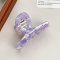 Pince à cheveux chic en acétate avec motif de marbre violet pour femmes - Violet Clair / 8cm