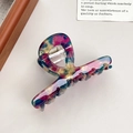 Pince à cheveux élégante en acétate avec motif marbré coloré et ressort métallique - Bleu Violet Or / 8cm
