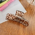 Elegante pinza per capelli in acetato ambra marrone con trama a nido d'ape per acconciature - 8.5cm / Marrone Bolla