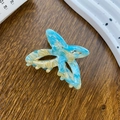 Acetate hair claw clip with blue and yellow marble texture for summer styling - Oil Painting Green