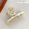 Pince à cheveux moyenne en acétate avec motif marbré jaune et blanc pour femmes - Jaune Cristal / 8cm