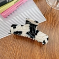 Elegant black and white marble pattern acetate hair claw clip for French style updos - 8.5cm / Cow Pattern