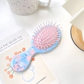 Spazzola per capelli in acetato con cuscino d'aria e motivo marmo rosa e blu - Compatto e Portatile / Blu Tiffany