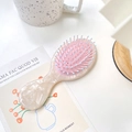 Mini spazzola per capelli marmorizzata con cuscinetto rosa e setole blu - Compatto e Portatile / Bianco Iridescente
