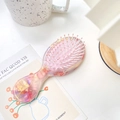 Spazzola per capelli con cuscino d'aria rosa e manico glitterato massaggiante - Compatto e Portatile / Rosso Metallico