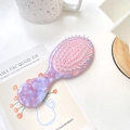 Spazzola per capelli in acetato marmorizzato rosa e viola con cuscinetto d'aria massaggiante - Compatto e Portatile / Viola Metallico
