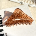 Chic geometric tortoise shell acetate hair claw clip with amber triangle cutout design - 7cm / Speckled Brown