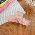 Pink marble acetate hair claw clip with large French style design for women hairstyles - 8.5cm / Sakura Pink