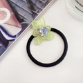 Sweet candy color bear hair tie with light green resin bear and crystal heart detail - Fluorescent Green