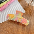 Large tortoiseshell acetate hair claw clip with colorful candy marble pattern - 8.5cm / Multicolor