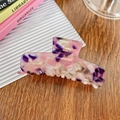 Elegant large acetate shark hair claw with pink and purple marble swirl for hair styling - 8.5cm / Pink Purple