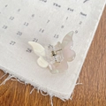 Pince à cheveux papillon nacrée crème et rose en résine de haute qualité durable - 3.2cm / Vert-gris nacré