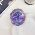Pince à cheveux marbre violet avec motif T en cristal et bordure dorée élégante - Bélier 5cm