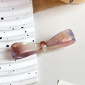 Rosaviolette Farbverlauf-Haarklammer aus Acetat mit FRANCE Handmade Aufschrift - Schleife / 6.5cm / Metallrosa