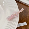 Fermaglio per capelli rosa marmorizzato in acetato con fiocco e clip dorata - Rosa Marmorizzato