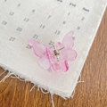 Pince à cheveux papillon en acétate dégradé rose avec ressort en métal doré - 3.2cm / Violet Gelée