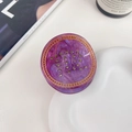 Support téléphone marbre violet avec bordure dorée et cristaux sur bureau blanc - Vierge 5cm