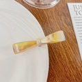 Elegant cream yellow marble acetate bow hair clip with gold France Handmade lettering - Bow / 6.5cm / Iridescent Yellow