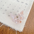Pince à cheveux papillon en acétate rose marbré avec ressort doré élégant - 3.2cm / Café au lait iridescent