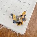 Pince à cheveux papillon écaille de tortue ambre avec mécanisme à ressort en métal - 3.2cm / Écaille Café