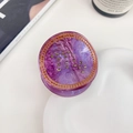 Pince à cheveux en résine marbrée violette avec engrenages dorés et strass jaunes brillants - Scorpion 5cm