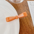 Elegant orange cellulose acetate bow hair clip with France Handmade gold lettering - Bow / 6.5cm / Orange