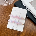 Wavy acetate hair clips in marble pink and purple with gold spheres on paper card - 7cm / Phantom Pink